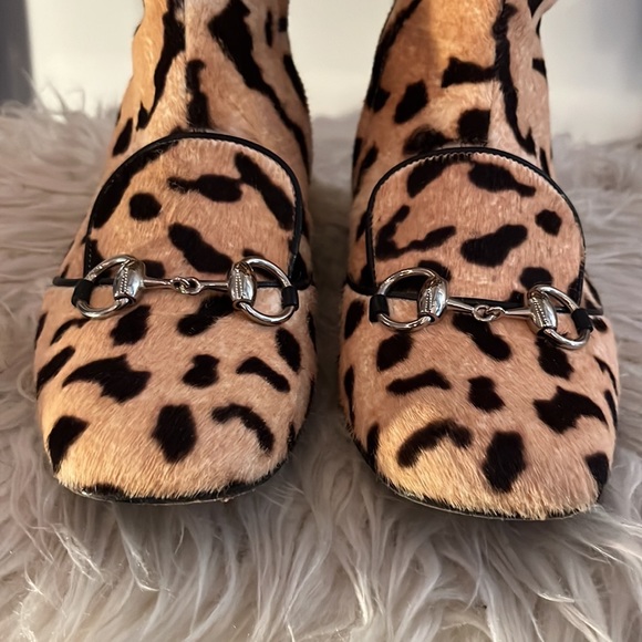 Auth GUCCI Leopard Ankle Booties Boots Shoes  Size 38 1/2 - Picture 9 of 12
